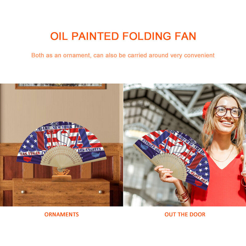 Independence Day Flag Oil Paint Folding Fan By Numbers DIY Home Decoration Gi