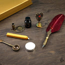 Retro with Nib Ink Bottle Calligraphy Feather Writing Dip Pen Kit (Red) Newly