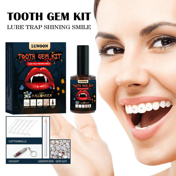 Kids Hygiene Kit Tooth Gem Set White Tooth Teeth Cleaning in Water Black`