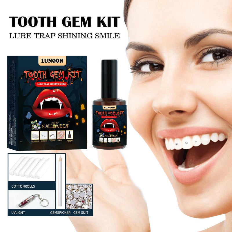 Kids Hygiene Kit Tooth Gem Set White Tooth Teeth Cleaning in Water Black`