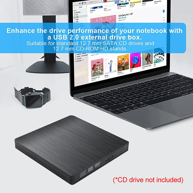 Hard Plastic USB2.0 External DVD CD-ROM RW Player Optical Drives Enclosure Case