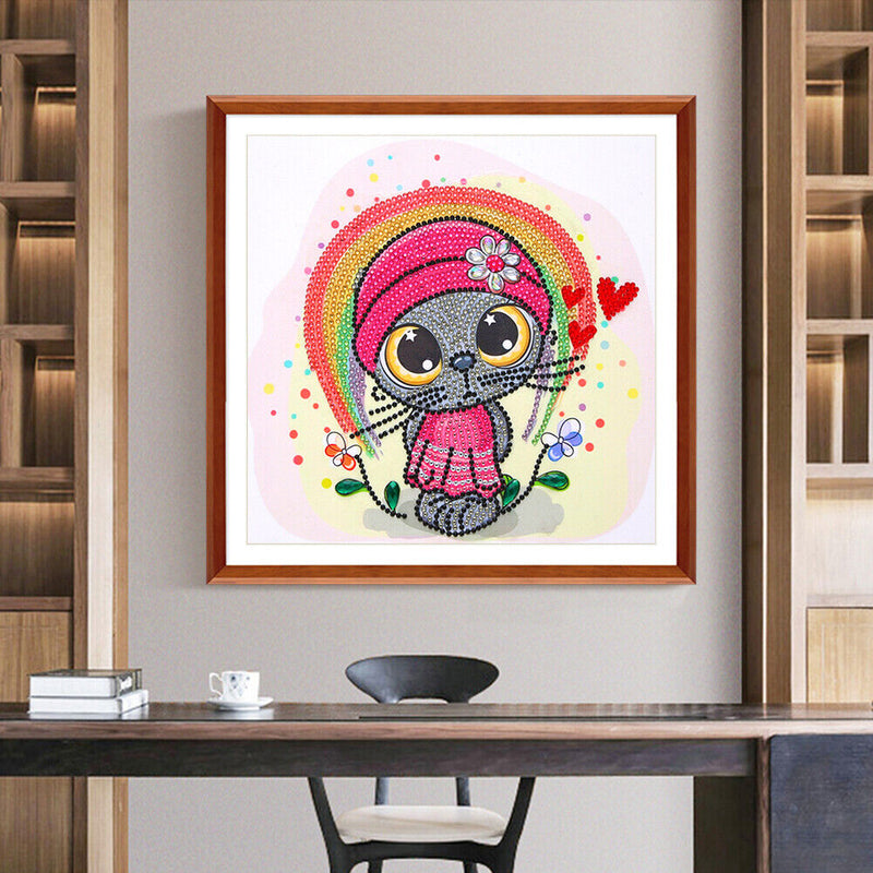 DIY 5D Diamond Painting Kit Part Special Shape Rhinestone Drawing Cat Picture