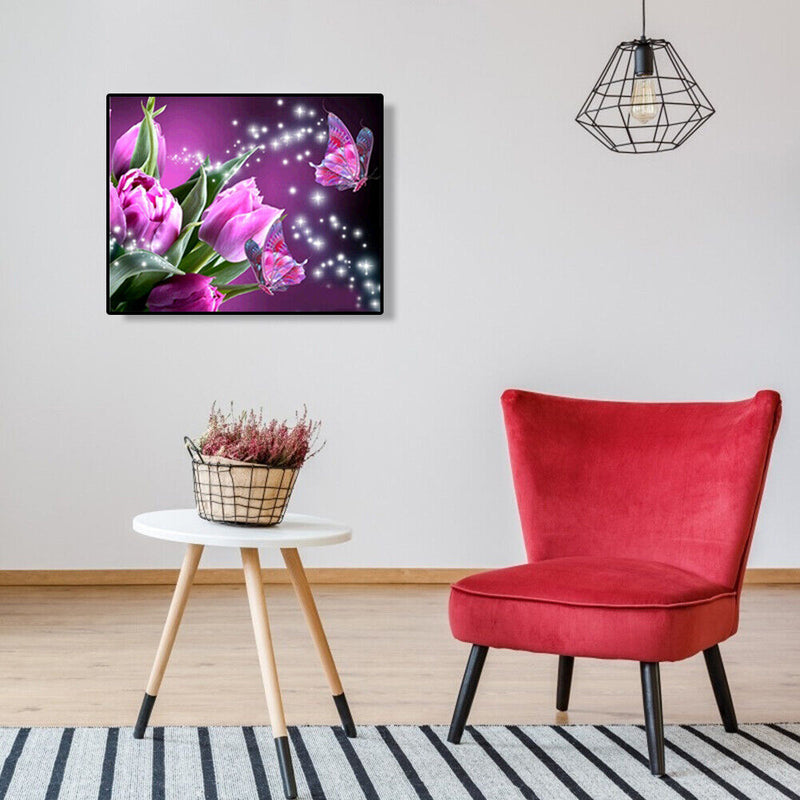 DIY Painting By Numbers Flowers Butterflies Acrylic Canvas Handpainted Wall Art