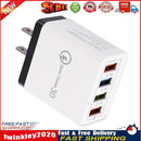 4 USB Travel Wall Charger 3A Fast Charging Charger US Plug Adapter (Black) Newly