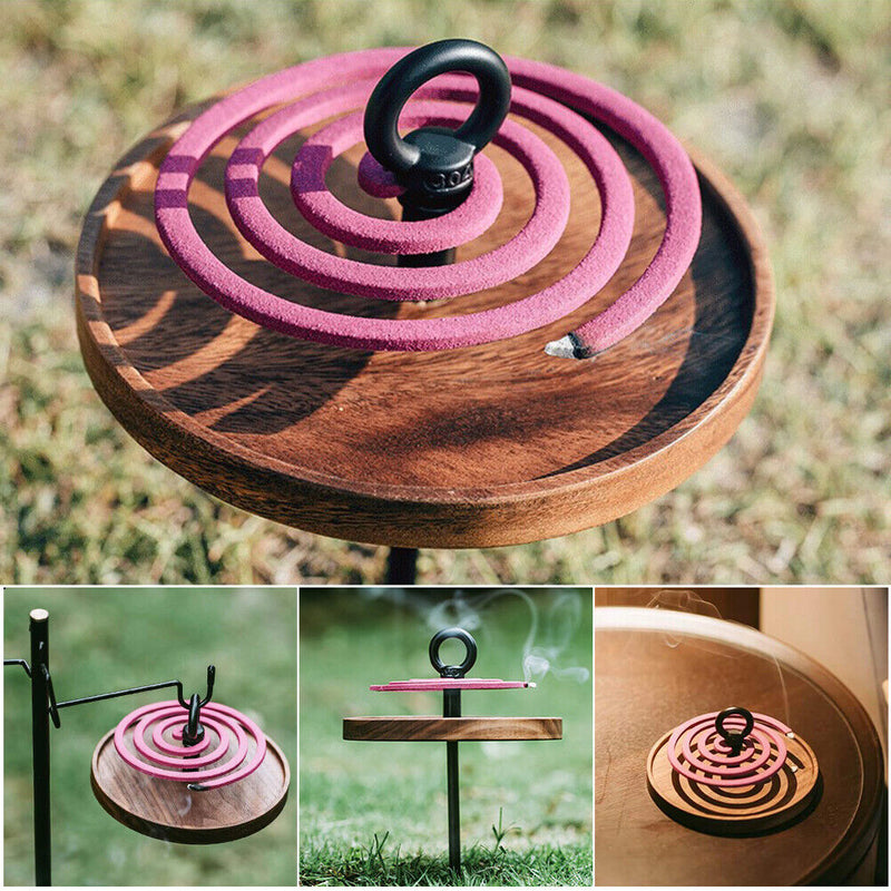 #A Swante Mosquitoes Coil Holder Wood Tray Incense Plate Tray Incense Burner Hol