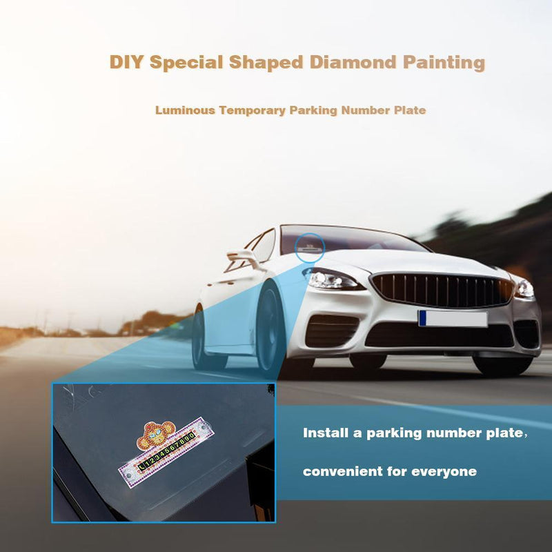 DIY Monkey Special Shaped Diamond Painting Luminous Parking Number Plate