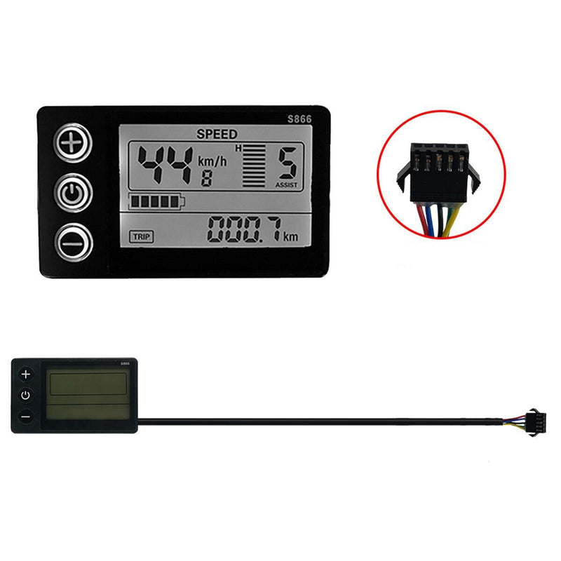 Electric Bike S866 24/36/48V Plug LCDDisplay For E-bike Scooter Part Waterproof