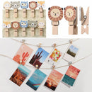 Cartoon Cute 10 Pcs/Set With Hemp Rope Wooden Clip Craft Decoration Photo Clip