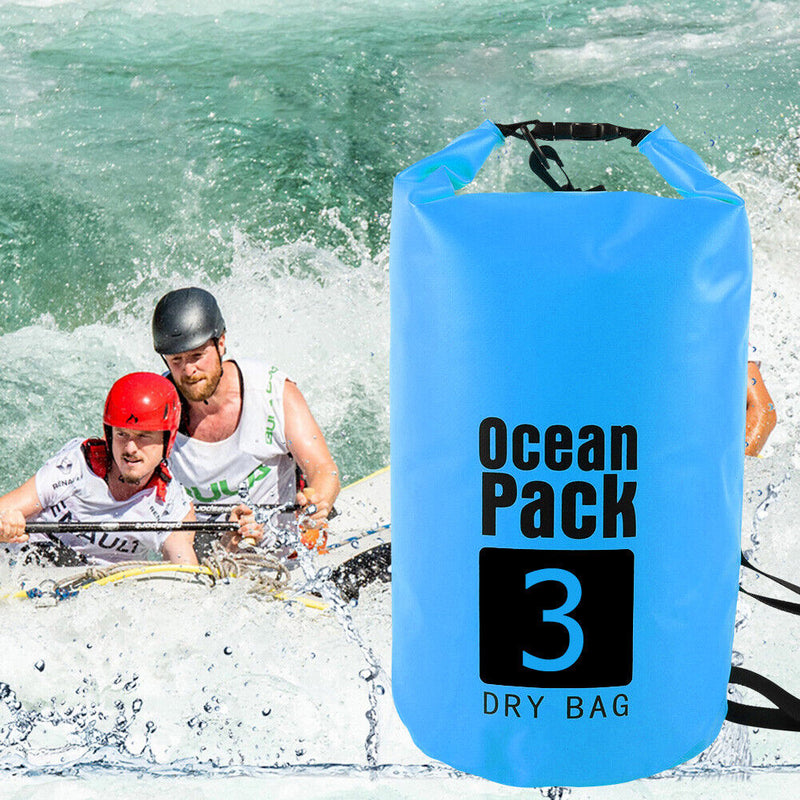 Waterproof Dry Bag Pack Sack Swimming Kayaking Boat Trekking (3L Sky Blue) Newly