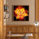 Flames Rose Frameless Picture Oil Paint By Numbers Hand Painted Picture Kit