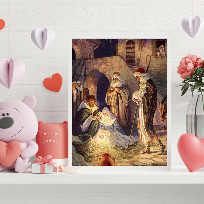 Jesus Birth Drawing Frameless DIY Oil Paint by Numbers Canvas Home Decor
