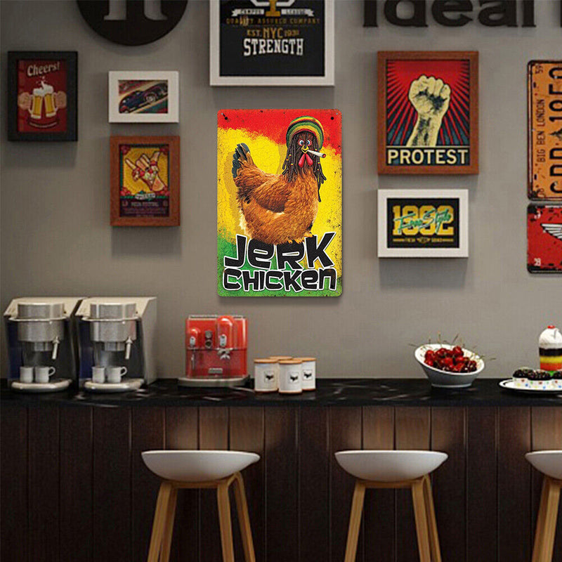 JERK Chicken Retro Metal Plate Tin Sign Poster Plate Wall Decor Accessories