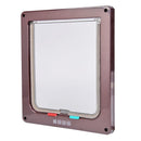4 Way Lockable Dog Cat Safe Flap Door Puppy Pets Plastic Gate (Brown XL)