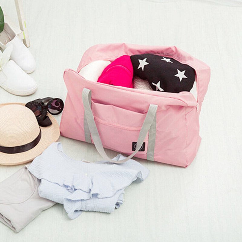 Solid Color Waterproof Folding Travel Bag Lightweight Large Capacity Luggage Bag