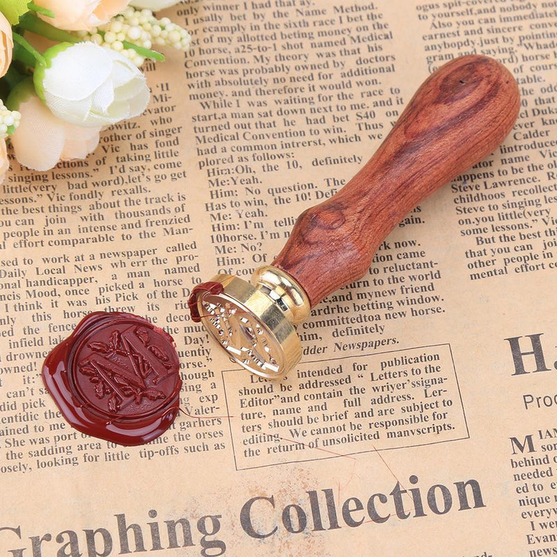 Ancient English Alphabet Letter Metal Seal Wax Stamps Sticks Candles Set (M