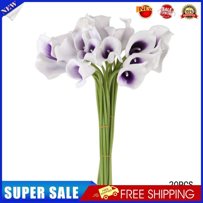 20pcs Calla Bridal Wedding Bouquet  Latex Real Feeling Flower Purple