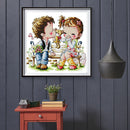 Partial Embroidery Lover Kiss Stamped DIY Cross Stitch Kits 14CT Needlework