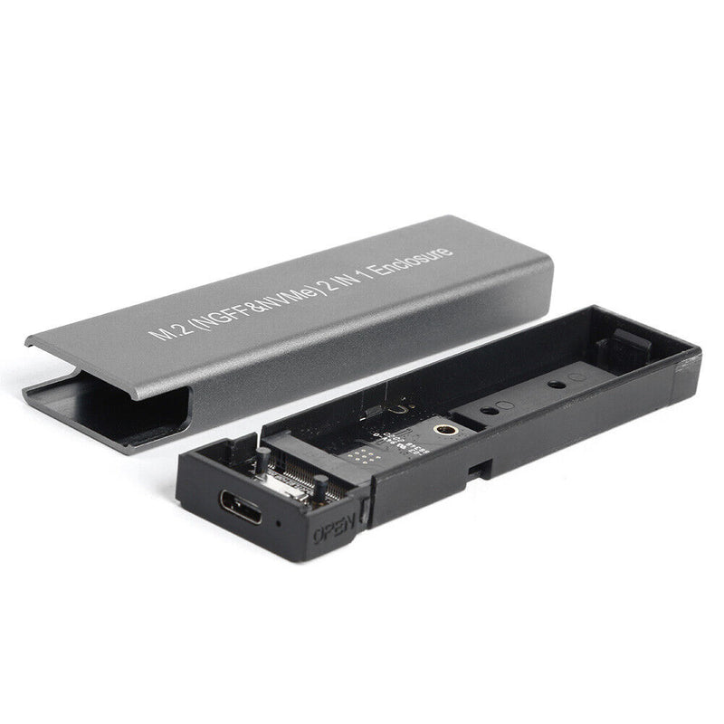 M.2 NVME PCIE SATA M/B Key SSD USB Type C Mobile Enclosure (2 Cables)