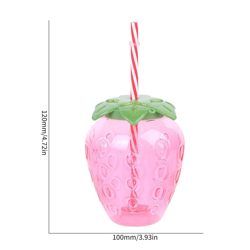 Strawberry Straw Cups - Cute Water Bottles with Straws Leakproof Plastic Cups