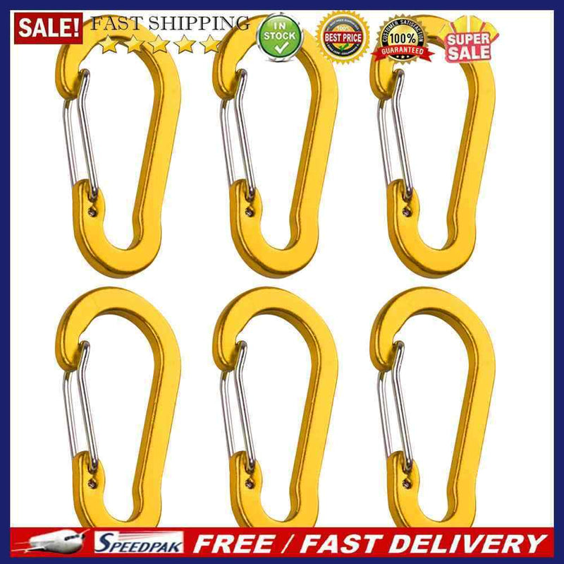 6pcs Outdoor Camping Carabiner Clips Keychain Hiking Backpack Hanging Buckles