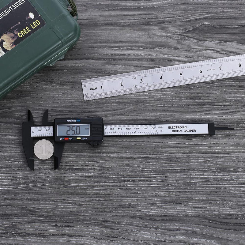 150mm 6 inch LCD Digital Electronic Carbon Fiber Vernier Calipers Measuring