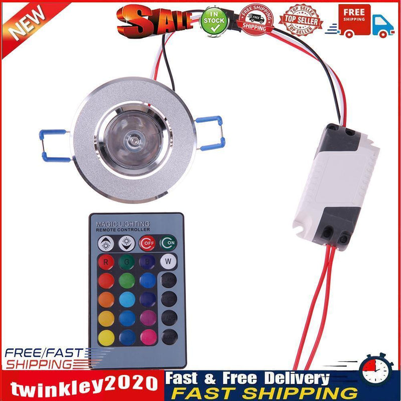 3W RGB Downlight AC85-265V Ceiling Light Lamp Spot Light w/ Remote Control Newly