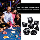 7pcs/Set Multi-Sided Digital Dices D4 D6 D8 D10 D12 D20 for TRPG (White) Newly