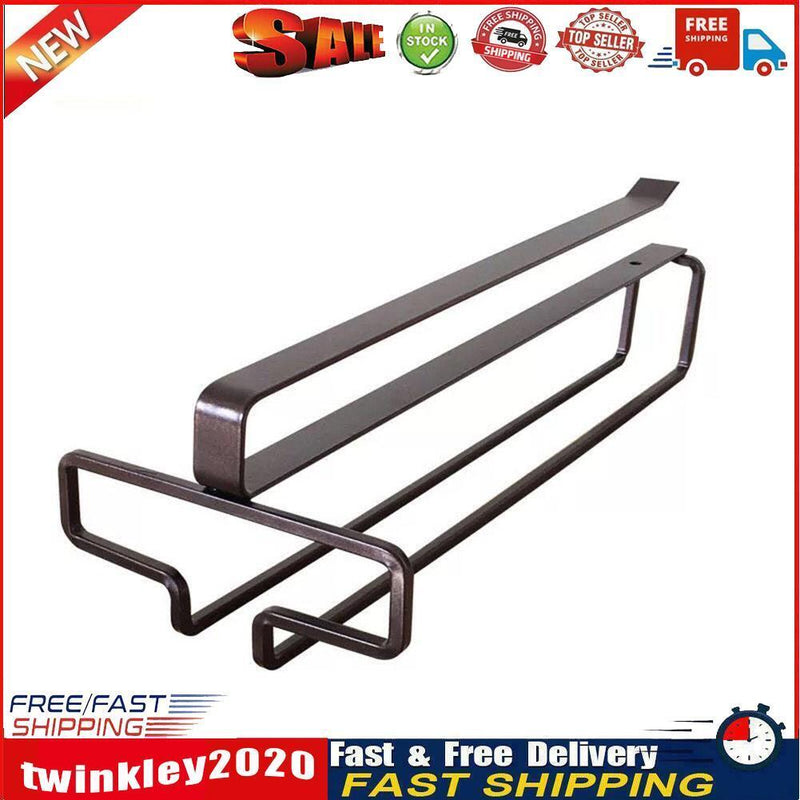 Metal Wine Rack Glass Holder Hanging Shelf Goblet Store Organizer (Black) Newly