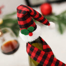 Christmas Wine Bottle Bag Washable Plaid Bottle Cap Portable Home Party Ornament