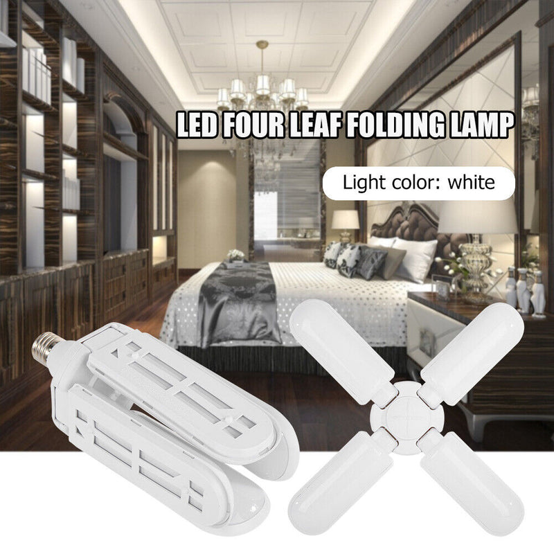 3 Leaf LED Fan Deformable Lamp Fan Folding Garage Ceiling Workshop Lamp (C)