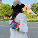 Fashion Geometric Hit Color Clutch Leather Women Casual Shoulder Underarm Bags