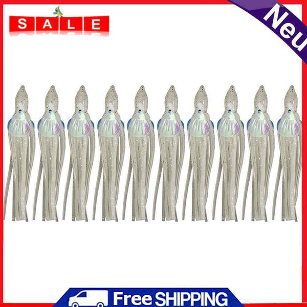 10x Bionic Octopus Fishing Lures 10cm Artificial Soft Bait (Luminous White)