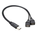 USB 2.0 A Male To 2 Dual USB Female Jack Y-Splitter Adapter Cord Hub Hot Z8Z4