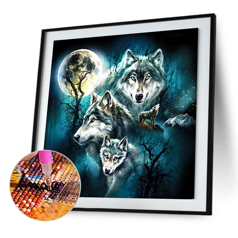 5D DIY Full Drill Diamond Painting Wolves Cross Stitch Needlework Set Home Decor