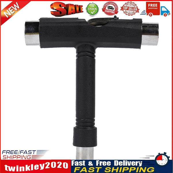 T-Type Skateboard Tool Ratchet Socket Wrench Kick Scooter Hand Tool Black Newly