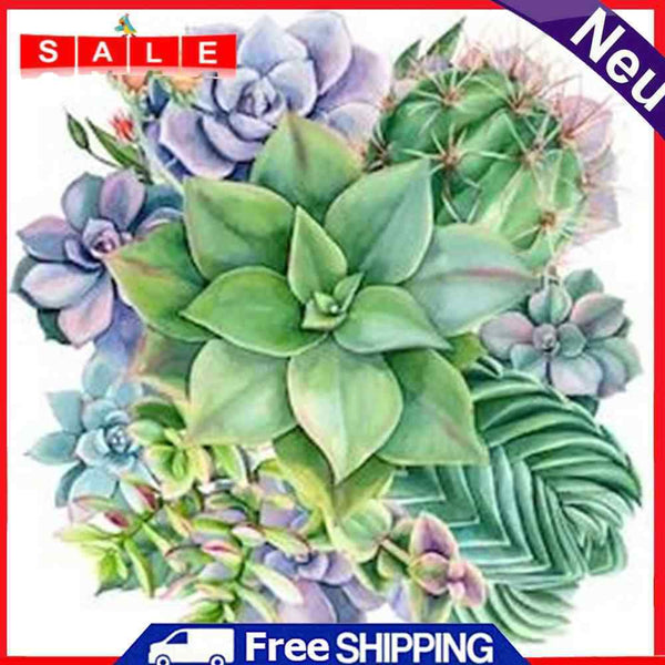 5D DIY Full Round Drill Diamond Painting Succulent Cross Stitch Craft Needlework