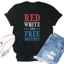 Independence Day Print Letter Tea T-Shirt (Black L)