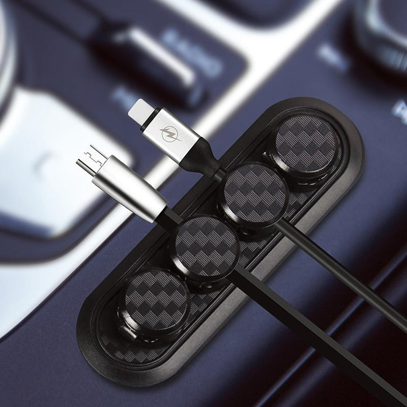 Magnetic Cable Organizer Clip Carbon Fiber Look Desktop USB Data Cable Hold