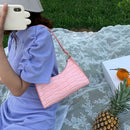 PU Alligator Pattern Underarm Bag Women Retro Solid Color Handbag (Pink)