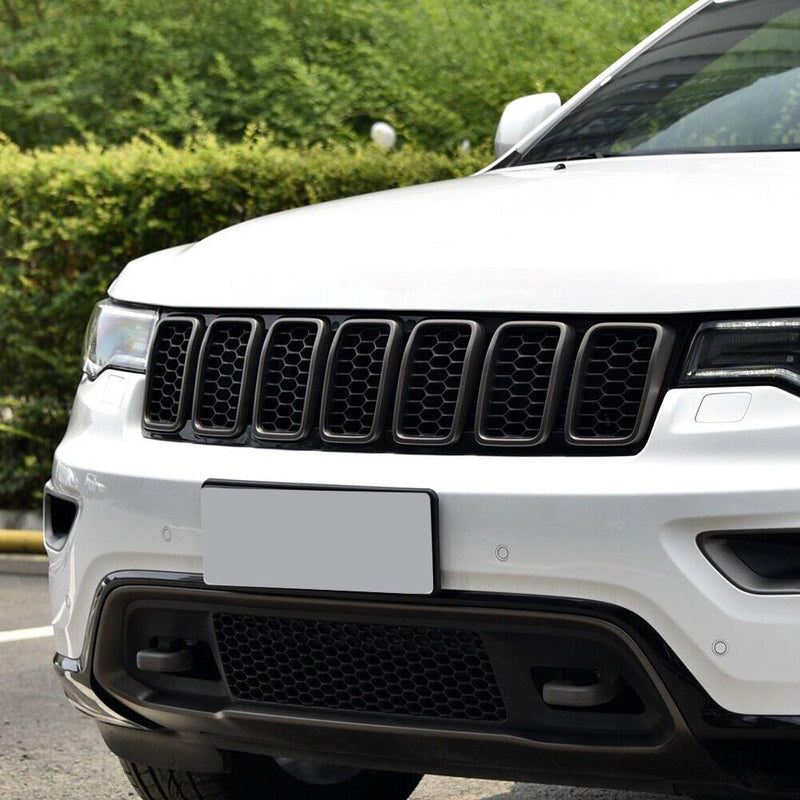 7pcs/set Gloss Black Grille Grill Rings for JEEP Grand Cherokee 2014-2016 Newly