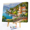 Hand Painted Oil Paint by Numbers DIY Downtown Scene Drawing Wall Decoration Kit