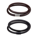 3pcs Unisex Chain Magnetic Buckle Leather Bracelet Braided Wristband