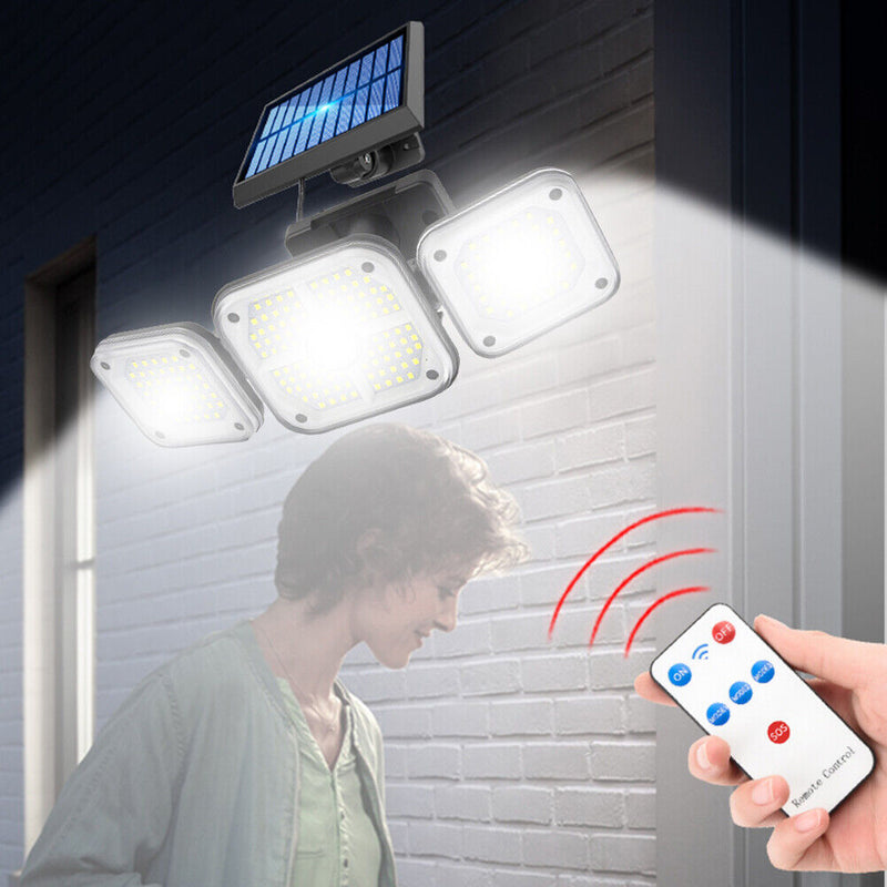 LED Wall-Mounted Solar 3 Head Motion Sensor Garden Outdoor Light (186LED) Newly