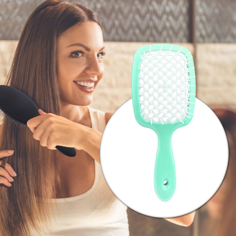 Hollow Detangling Hairdressing Comb Wet Dry Hair Scalp Plate Combs (Green)