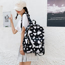 Casual Nylon Shoulder School Bags Cow Letter Print Women Girls Travel Backpacks