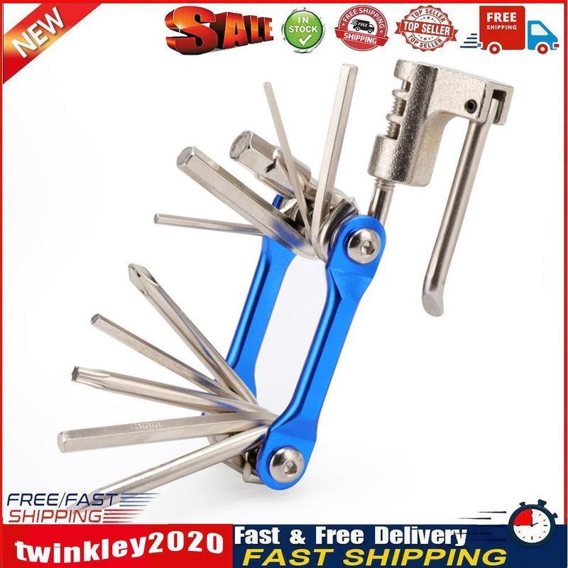11 in 1 MTB Bike Repair Tools Kit Multifunctional Maintenance Tool (Blue) Newly