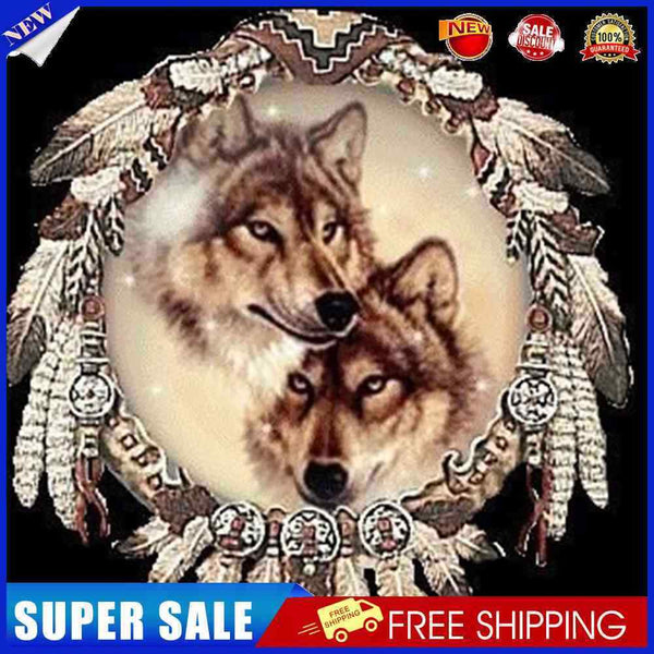 5D DIY Diamond Painting Kits Full Round Drill Dream Catcher Wolf Mosaic Pic