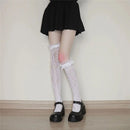 Elastic Maid Girl Gift Knee High Lace Bow Socks Transparent Lolita Socks