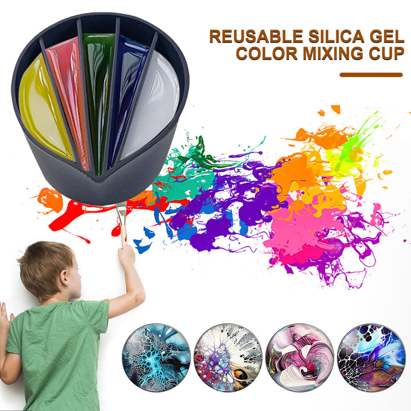 #A Silicone Paint Pouring Split Cups Reusable DIY Fluid Painting Paint Cups Tool