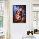 Butterfly Girl and Cat Oil Paint By Numbers DIY Handpainted on Canvas Wall Ar